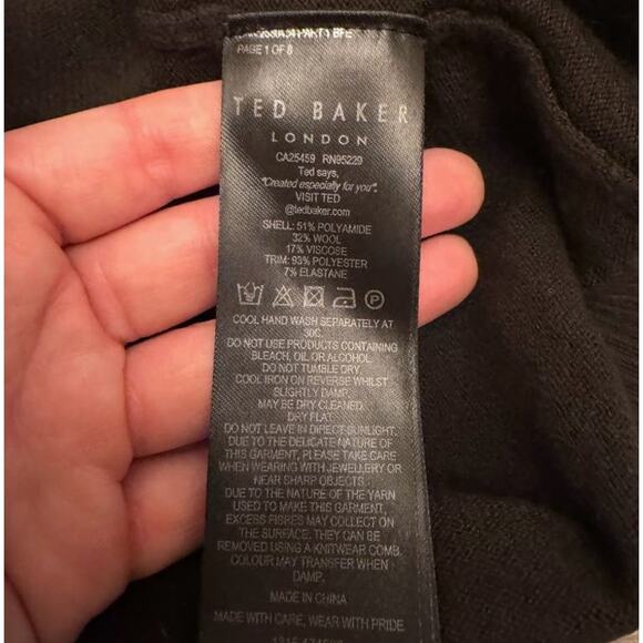 Ted Baker London Sage Green Wool Blend Microsuede Accent Sweater Size US 10/M - Picture 9 of 12